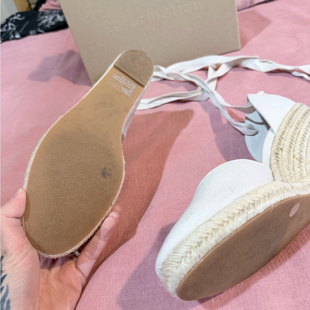 Reformation Women's White Espadrille Wedge Sandals Camille - Picture 6 of 7